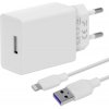 Nabíječka pro mobilní telefony Obal:Me Cestovní USB-A 10W + USB-A/Lightning Kabel 1m White 10W1UWH-L