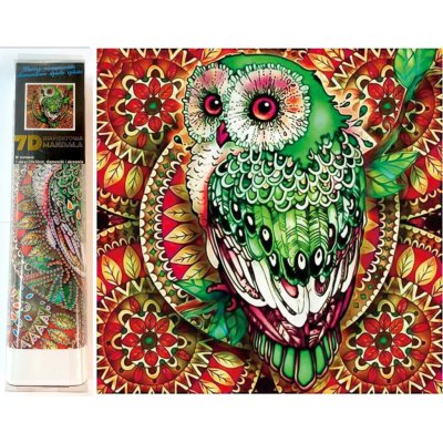 Norimpex Diamantové malování 7D Sova na červené mandale 30 x 30 cm – Hledejceny.cz
