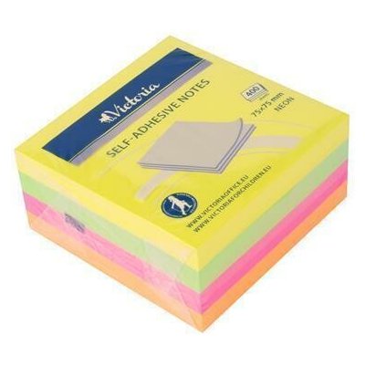 VICTORIA Samolepicí bloček, mix neonových barev, 75 x 75 mm, 4x 100 listů, VICTORIA ,balení 400 ks – Hledejceny.cz