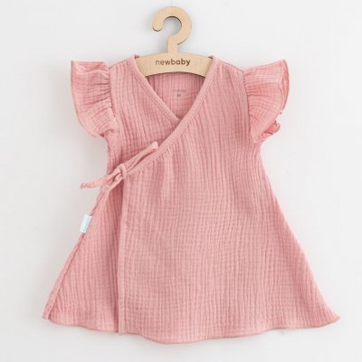 Letní kojenecké mušelínové šaty New Baby Soft dress růžová Růžová – Sleviste.cz