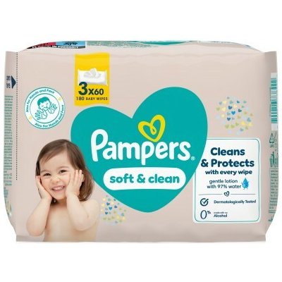 Pampers Soft & Clean Dětské vlhčené ubrousky 180 ks – Zboží Dáma