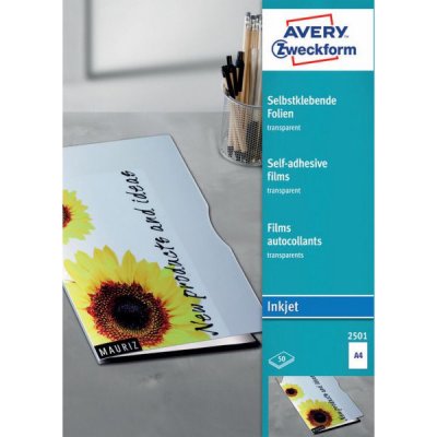Avery Zweckform 2501 Samolepící fólie pro Inkjet 50 x A4 transparentní – Zboží Mobilmania
