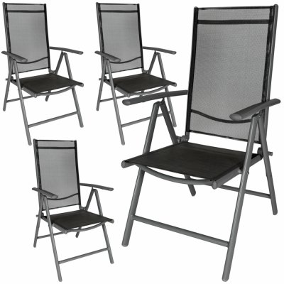 tectake 401634 4 Zahradní židle hliníkové černá/antracit hliník – Zboží Mobilmania