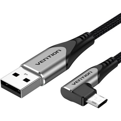 Vention COBHG Reversible 90° USB 2.0 na microUSB Cotton, 1,5m, šedý – Zbozi.Blesk.cz