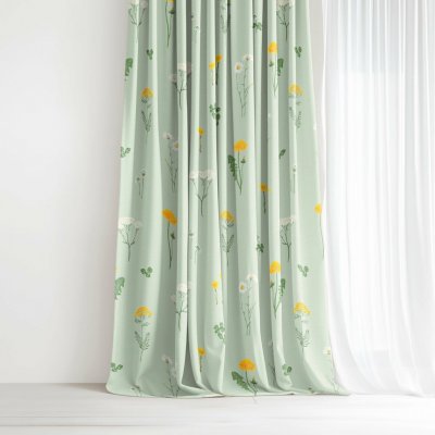 Goldea bavlněný závěs - louka na zelené režné 280x150 cm – Hledejceny.cz