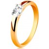 Prsteny Šperky Eshop zlatý prsten zaoblená ramena kulatý čirý zirkon v kotlíku z bílého zlata S3GG197.76