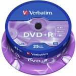 Verbatim DVD+R 4,7GB 16x, Advanced AZO+, cakebox, 25ks (43500) – Sleviste.cz