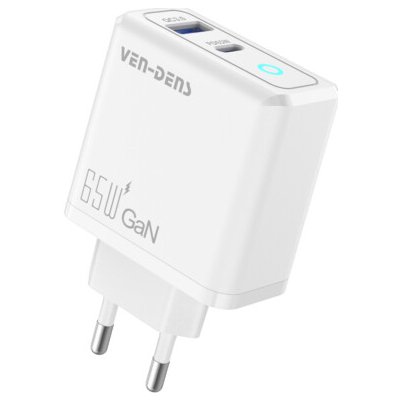 Ven-Dens Intelligent Charger, 65W, 2 port, USB Type-C, USB Type-A, QC 3.0, Bílá, Nabíjecí adaptér – Hledejceny.cz