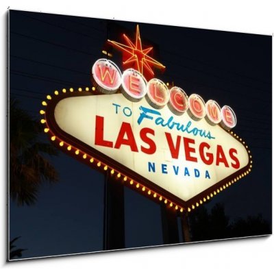 Skleněný obraz 1D - 100 x 70 cm - Welcome To Las Vegas neon sign at night Vítejte v Las Vegas neonový nápis v noci – Zboží Mobilmania
