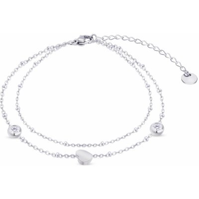 Ellami Řetízek na nohu, dvojřadý s přívěsky - srdce, zirkon 2002307 – Zboží Dáma