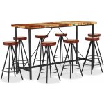 vidaXL Marketos 9dílný barový set masivní recyklované dřevo, pravá kůže, plátno – Zboží Dáma