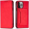 Pouzdro a kryt na mobilní telefon Apple Hurtel Magnet Card iPhone 14 flip cover wallet stand red 5907769347658