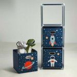 Storagesolutions Regál na knihy s úložnými boxy na hračky - vesmirná mise, 35x35x102 cm – Zboží Dáma