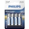 Baterie primární Philips Ultra Alkaline AA 4ks LR6E4B/10