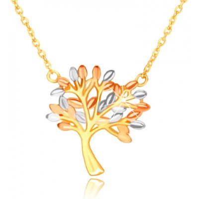 Šperky eshop Náhrdelník v kombinovaném zlatě - rozvětvený strom života s lístky S4GG243.67 – Zboží Mobilmania