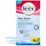 Veet Wax Strips voskové depilační pásky pro citlivou pokožku Almond Oil & Vitamin E 12 ks – Sleviste.cz