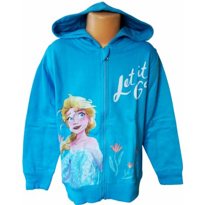 Eplusm Dívčí mikina Frozen Elsa na zip s kapucou modrá