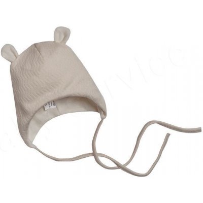 Baby Service Kojenecká čepice zavazovací s oušky Vlnky smetanová Babyservice – Zboží Dáma