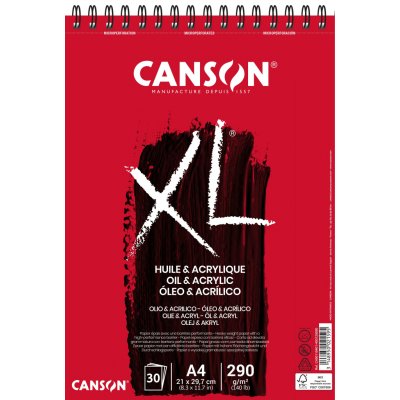 Canson XL Oil & Acrylic Skicák v kroužkové vazbě A4, 290g, 30 listů – Hledejceny.cz