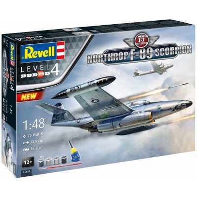 Revell Northrop F-89 Scorpion 75th Anniversary obsahuje barvy a lepidlo Gift Set 05650 1:48