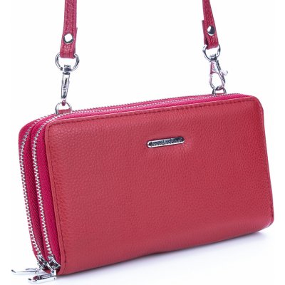 Jennifer jones velká dámská kožená peněženka s popruhem přes rameno 5276 červená – Zboží Mobilmania