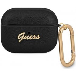 Guess Pouzdro pro Apple AirPods Pro Saffiano Script Metal Collection GUAPSASMK