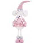 MagicHome Vánoční figurka Myška růžová látka 19x17x59 cm – Hledejceny.cz