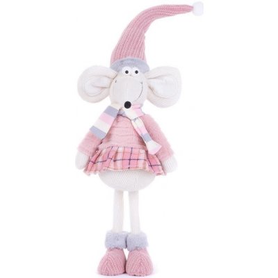 MagicHome Vánoční figurka Myška růžová látka 19x17x59 cm – Hledejceny.cz