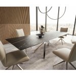 DELIFE Jídelní stůl Edge 200-300x100 keramika Laminam®Noir Desir hnědá podnož ve tvaru "W" černá rozkládací – Zboží Dáma