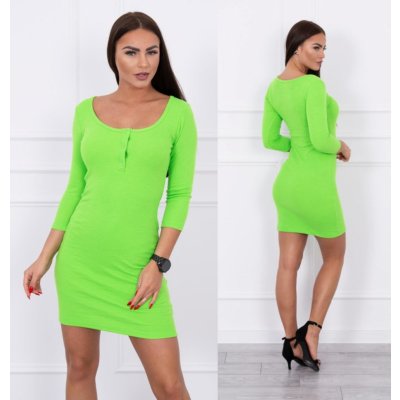 Šaty s výstřihem MI8975 neonově zelená