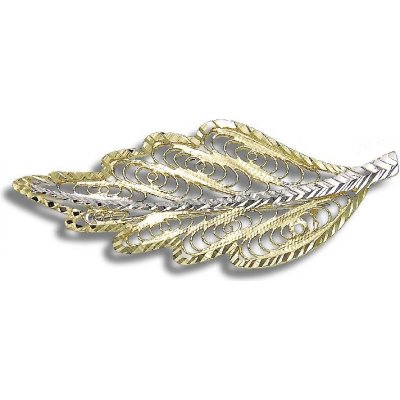 GEMMAX Zlatá brož Lístek GLXCN-00671 – Zboží Mobilmania