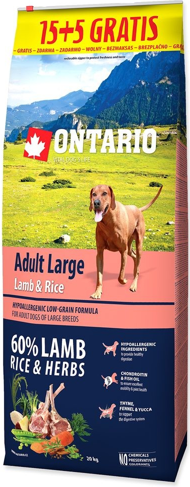 Ontario Adult Large Lamb & Rice 20 kg