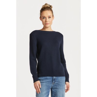 Gant svetr COTTON TEXTURE BOAT NECK modrá – Zboží Mobilmania