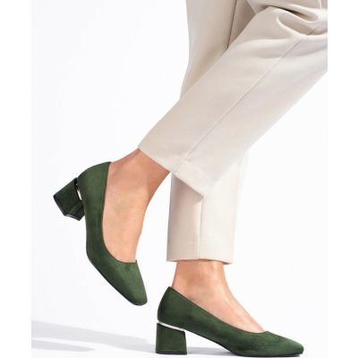 Vinceza Pěkné Dámské lodičky zelené na širokém podpatku – Zboží Dáma
