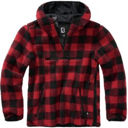 Brandit pulovr Teddyfleece Worker Pullover červená černá