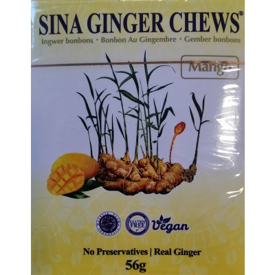 Sina Ginger Mango Žvýkací Zázvorové Bonbóny 56 g