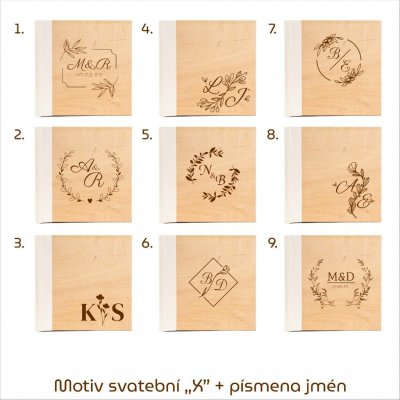 GEDEON Fotoalbum 10x15 200 foto Wood white GRAVÍR Motiv gravíru: Motiv svatební "X" + vlastní jména – Zbozi.Blesk.cz