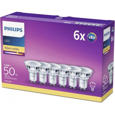 Philips LED Classic spot 4.6-50W, GU10, 2700K, set 6ks 929001215233 – Zbozi.Blesk.cz