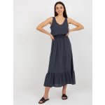 Maxi šaty s volánem a elastickým pasem D73761R30391A dark blue – Zboží Mobilmania