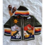 Dětský ručně vyšívaný svetr v Peru zelený zelená vojenská – Zboží Dáma