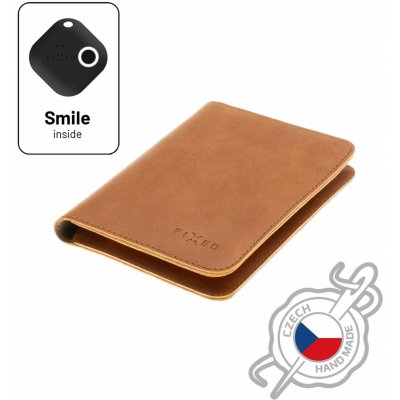 Kožená peněženka FIXED Smile Passport se smart trackerem FIXED Smile PRO, velikost cestovního pasu, hnědá FIXSM-SP2-BRW – Zboží Mobilmania