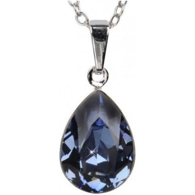 Swarovski Elements Pear rhodiovaný (přívěsek + řetízek) modrá slzička, kapka 34252.3 Denim blue modrá