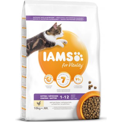 Iams for Vitality Kitten Food with Fresh Chicken 10 kg – Zboží Mobilmania