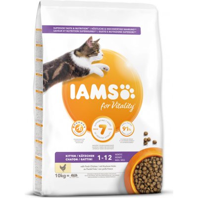 Iams for Vitality Kitten Food with Fresh Chicken 10 kg