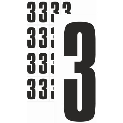 Čísla samolepící 3 černá samolepící vinylová fólie velikost znaku 150 mm – Hledejceny.cz