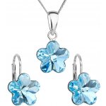 Pavona Sada šperků s krystaly Swarovski náušnice, řetízek a přívěsek modrá kytička 39143.3 – Sleviste.cz