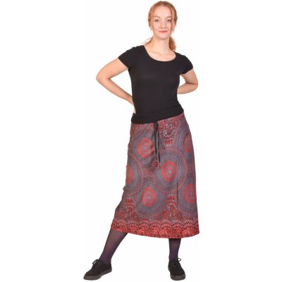 Sanu Babu dlouhá sukně s potiskem Mandal elastický pas, šňůrka šedá