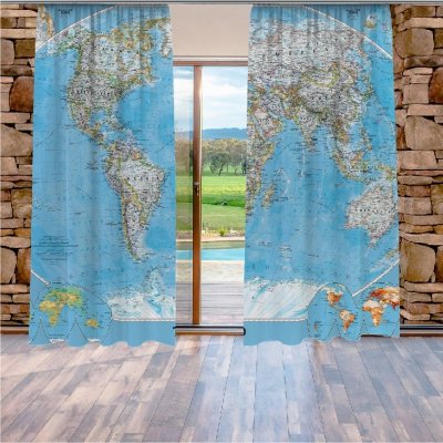 IMPAR Závěsy Mapa (Rozměr : 140x250, Materiál: Interlock) – Zboží Mobilmania