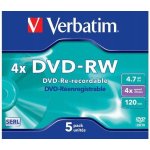 Verbatim DVD-RW 4,7GB 4x, jewel, 5ks (43285) – Zbozi.Blesk.cz