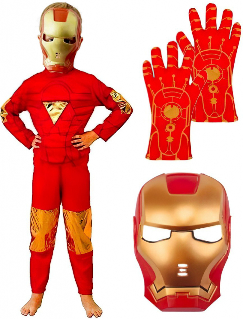 bHome Iron man s maskou a rukavicemi